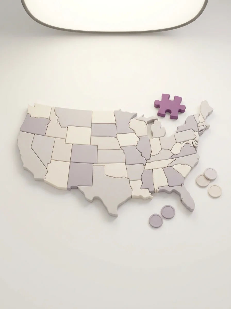 Abstract 3D illustration of a US map with payout markers