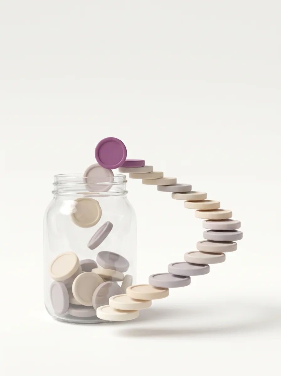Abstract 3D illustration of leave accruing in steps across a year