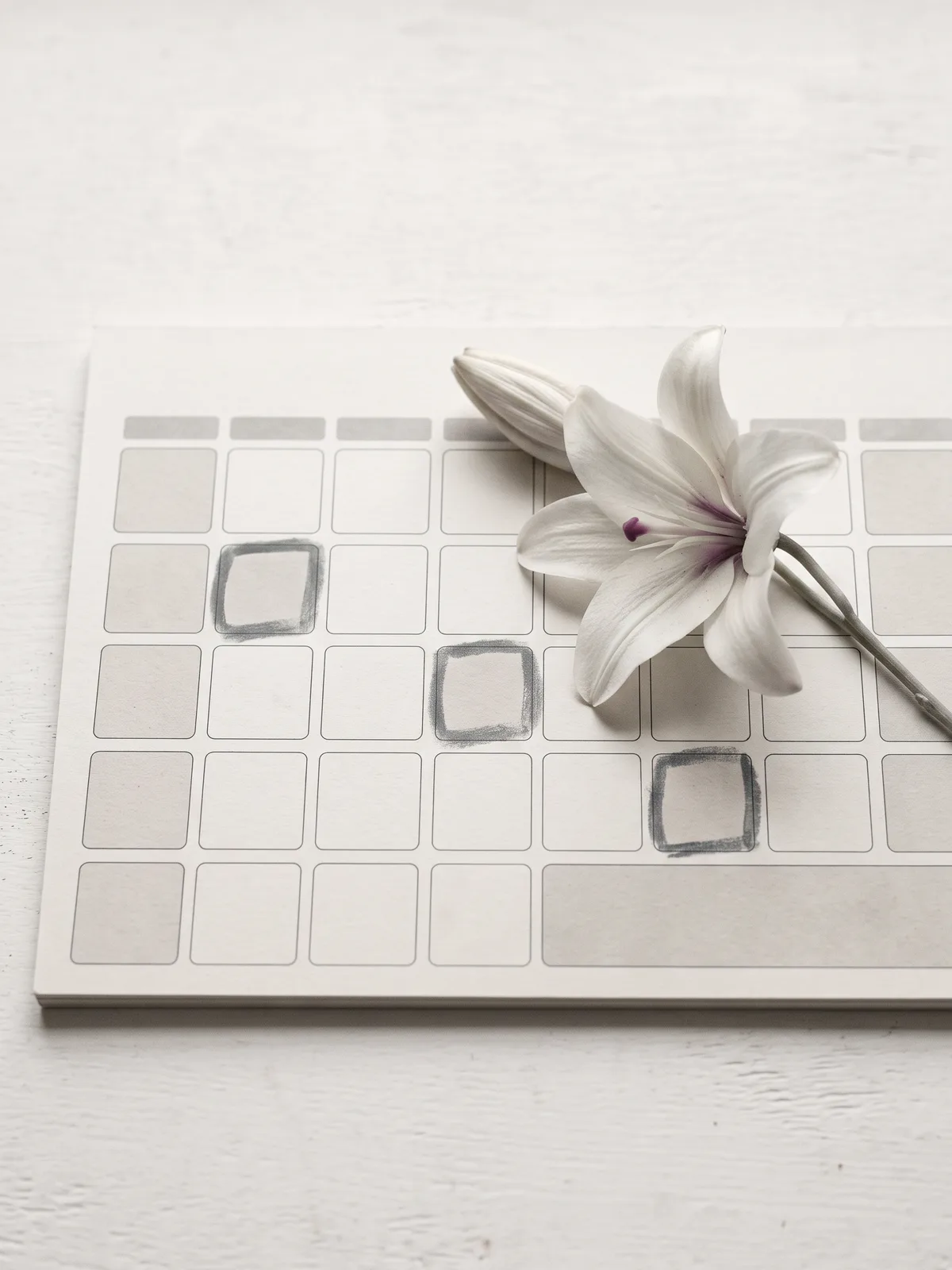 Calendar with a few marked days of leave following a family loss