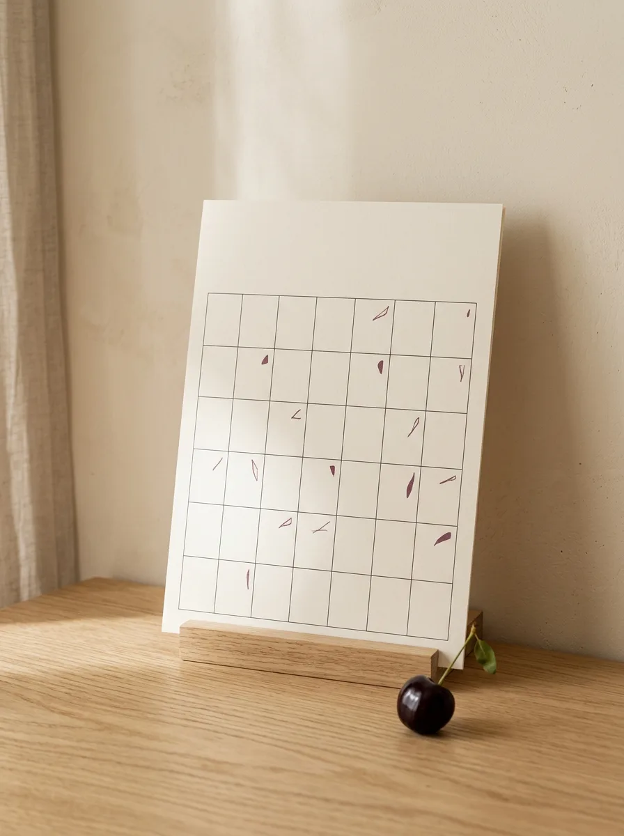 A wall calendar with scattered hour-sized slivers shaded on different days rather than one continuous block