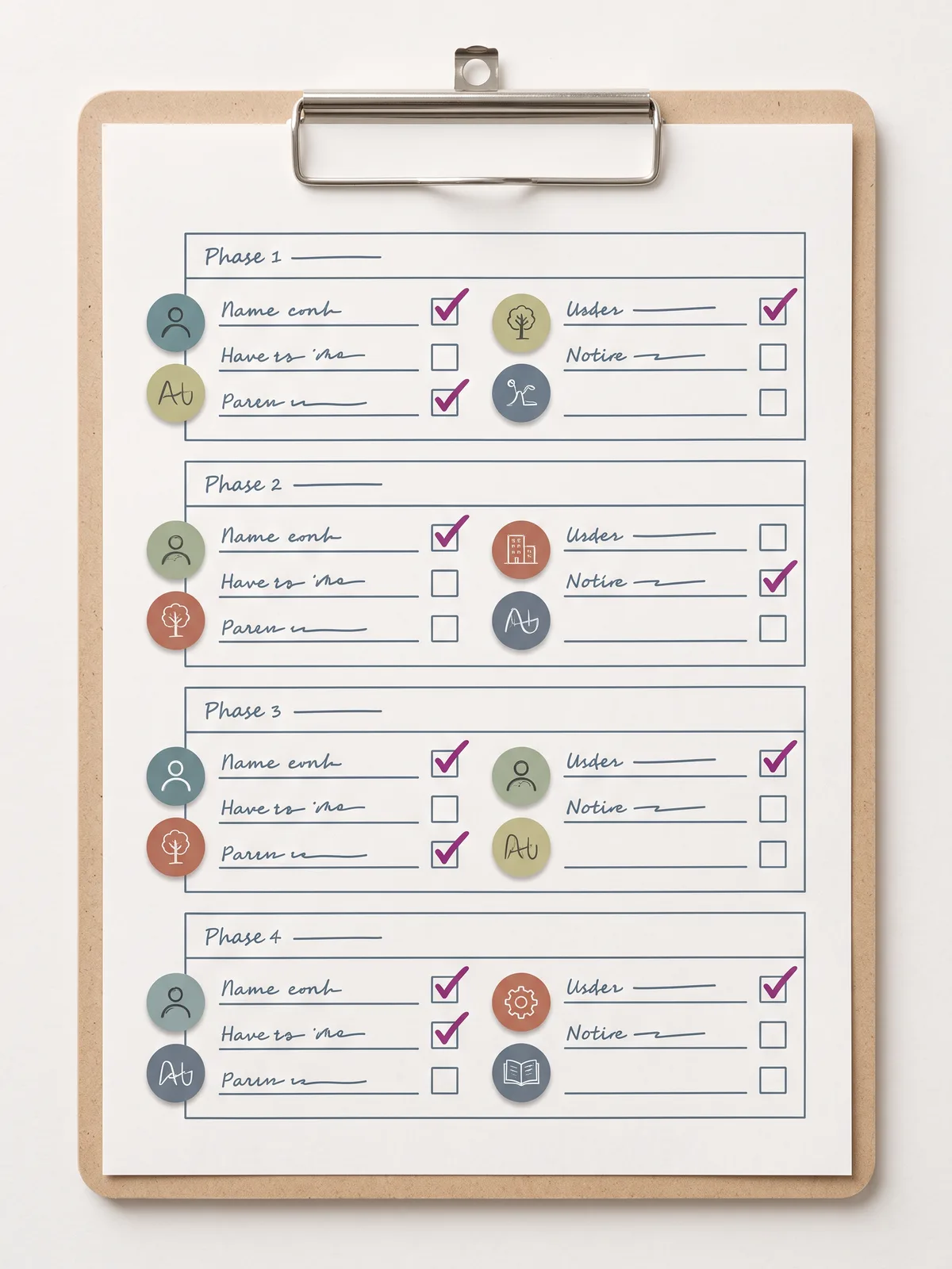 Onboarding-Checkliste mit Phasen vom ersten Tag bis 90 Tage, jeder Schritt mit Verantwortlichen